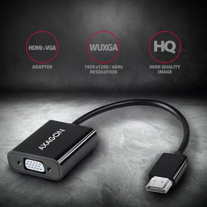Axagon RVH-VGAN HDMI -> VGA adaptér FullHD, 1920x1200, audio výstup, napájanie
