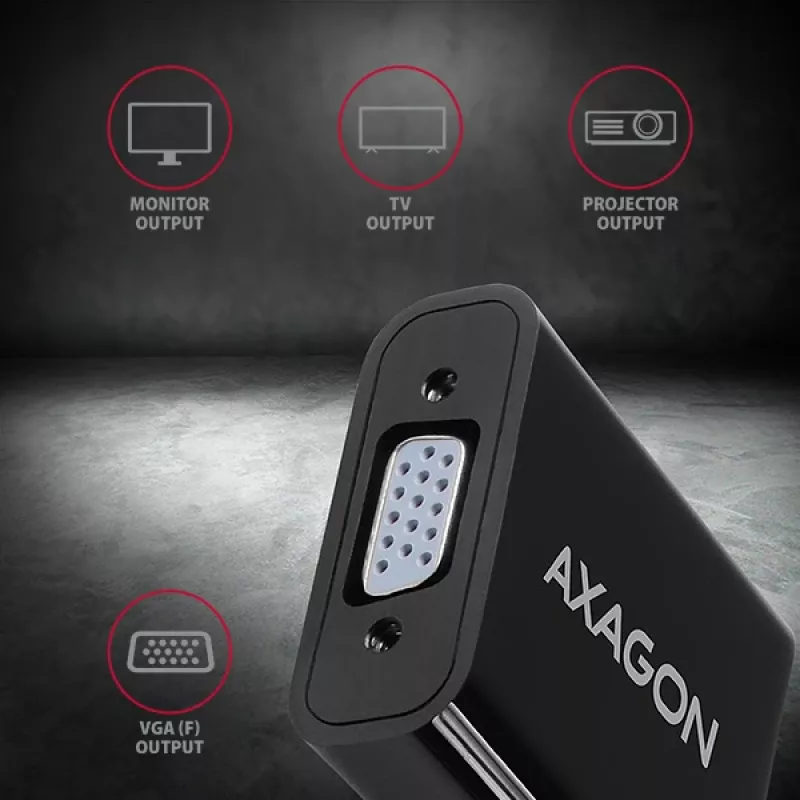 Axagon RVH-VGAN HDMI -> VGA adaptér FullHD, 1920x1200, audio výstup, napájanie