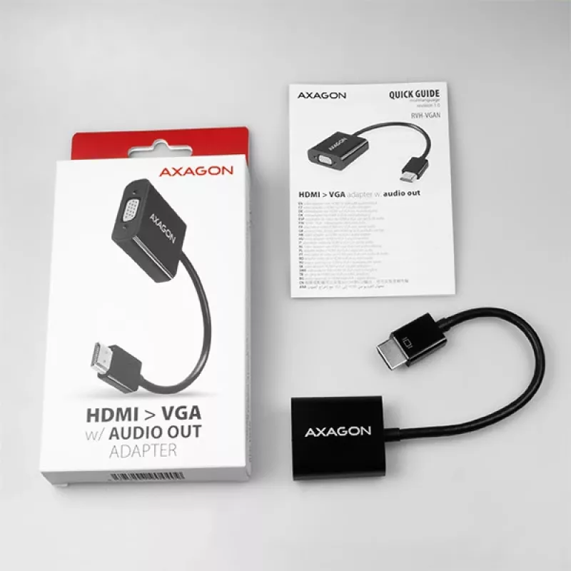 Axagon RVH-VGAN HDMI -> VGA adaptér FullHD, 1920x1200, audio výstup, napájanie