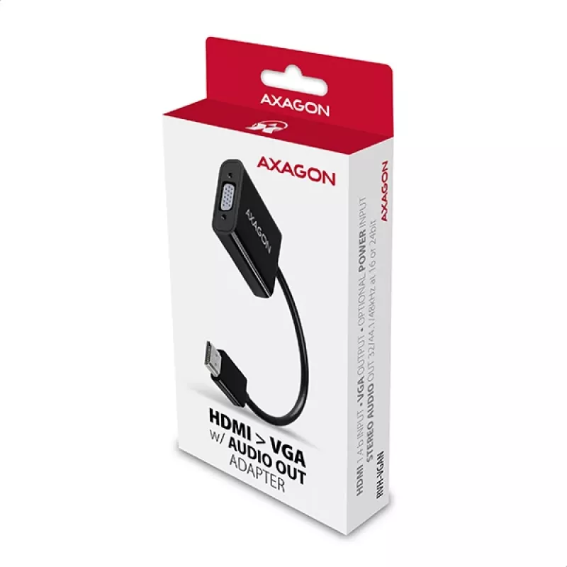 Axagon RVH-VGAN HDMI -> VGA adaptér FullHD, 1920x1200, audio výstup, napájanie