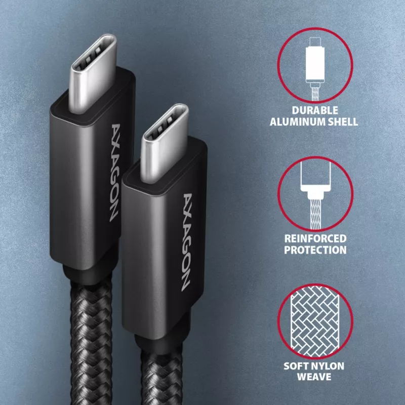 Axagon BUCM32-CM20AB SPEED+ USB-C USB 20Gbps/100W kábel 2 m