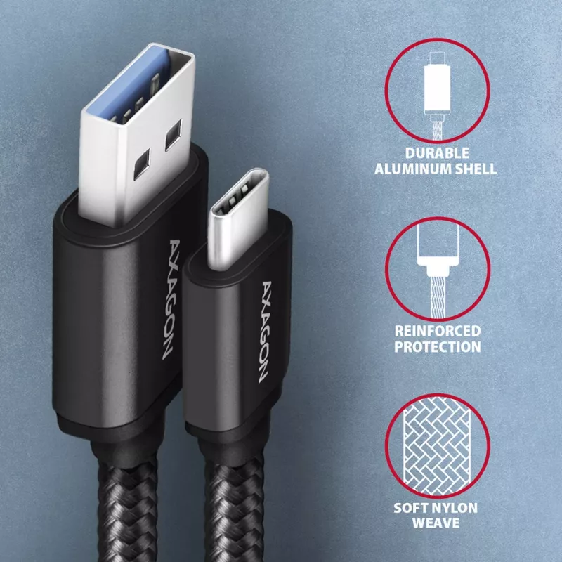 Axagon BUCM3-AM20AB SPEED USB-C <> USB-A 3.2 Gen 1 kábel 2 m