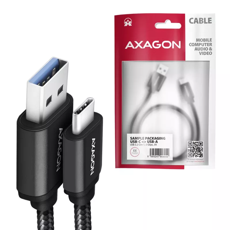 Axagon BUCM3-AM20AB SPEED USB-C <> USB-A 3.2 Gen 1 kábel 2 m