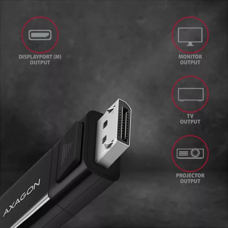 Axagon RVC-DPC USB-C -> DisplayPort kábel 1,8m 4K/60Hz