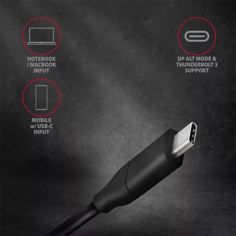Axagon RVC-DPC USB-C -> DisplayPort kábel 1,8m 4K/60Hz