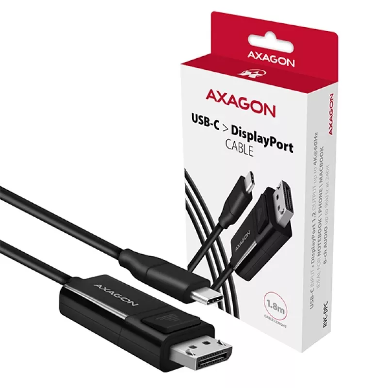 Axagon RVC-DPC USB-C -> DisplayPort kábel 1,8m 4K/60Hz