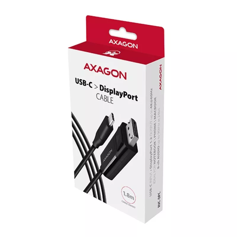 Axagon RVC-DPC USB-C -> DisplayPort kábel 1,8m 4K/60Hz