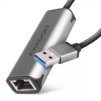 2.5 Gigabit Ethernet adaptér AXAGON ADE-25R — USB Type-C, 10/100/1000/2500 Mbit, 5000 Mbit/s, hliník, sivý