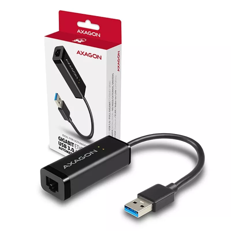 Axagon ADE-SR USB-A Gigabit Ethernet adaptér, káblový, USB, Ethernet, 1000 Mbit/s, čierny
