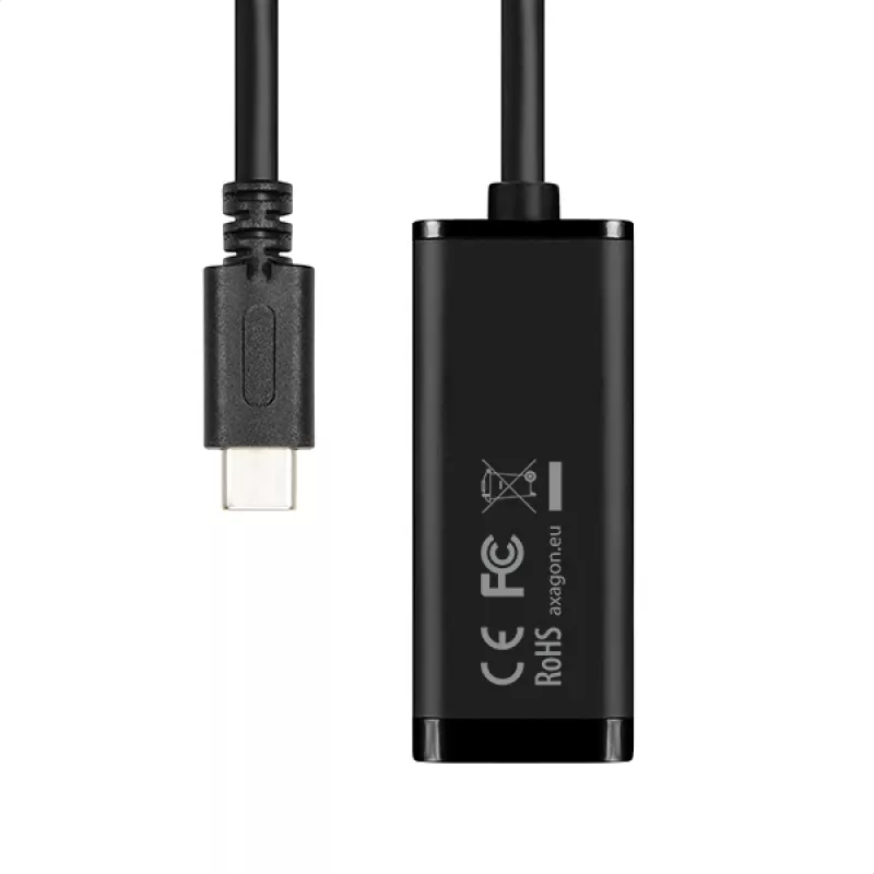 Axagon ADE-SRC USB-C Gigabit Ethernet adaptér, káblový, USB Type-C, Ethernet, 1000 Mbit/s, čierny