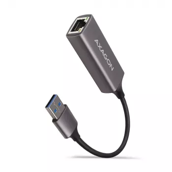 AXAGON USB 3.2 Gen 1 Type-A na Gigabit Ethernet adaptér ADE-TR — 10/100/1000 Mbps, kovová titánová sivá, 5000 Mbit/s