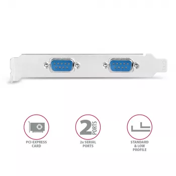 Axagon PCEA-S2N PCIe - 2x sériový konektor 250 kbps adaptér so SP & LP