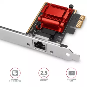 Axagon PCEE-G25 PCIe - 2.5 Gigabit Ethernet adaptér Realtek 8125, PXE, so SP & LP