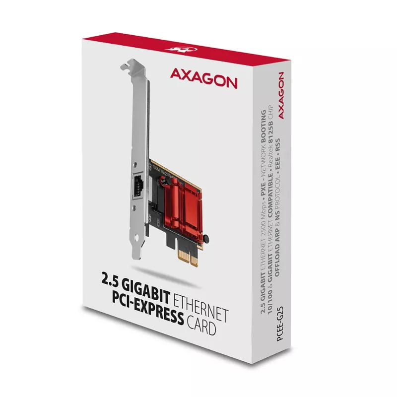 Axagon PCEE-G25 PCIe - 2.5 Gigabit Ethernet adaptér Realtek 8125, PXE, so SP & LP
