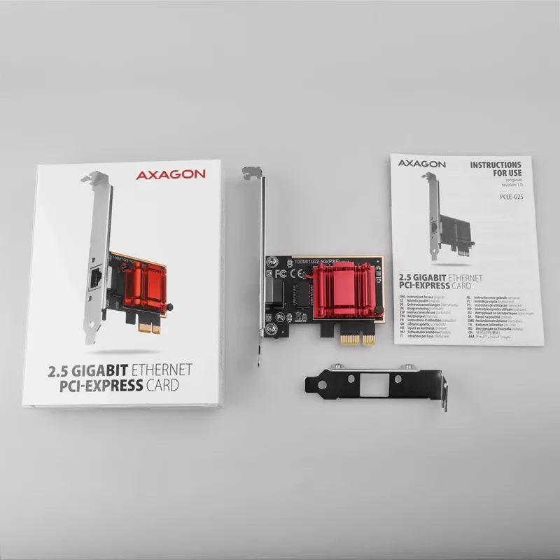 Axagon PCEE-G25 PCIe - 2.5 Gigabit Ethernet adaptér Realtek 8125, PXE, so SP & LP