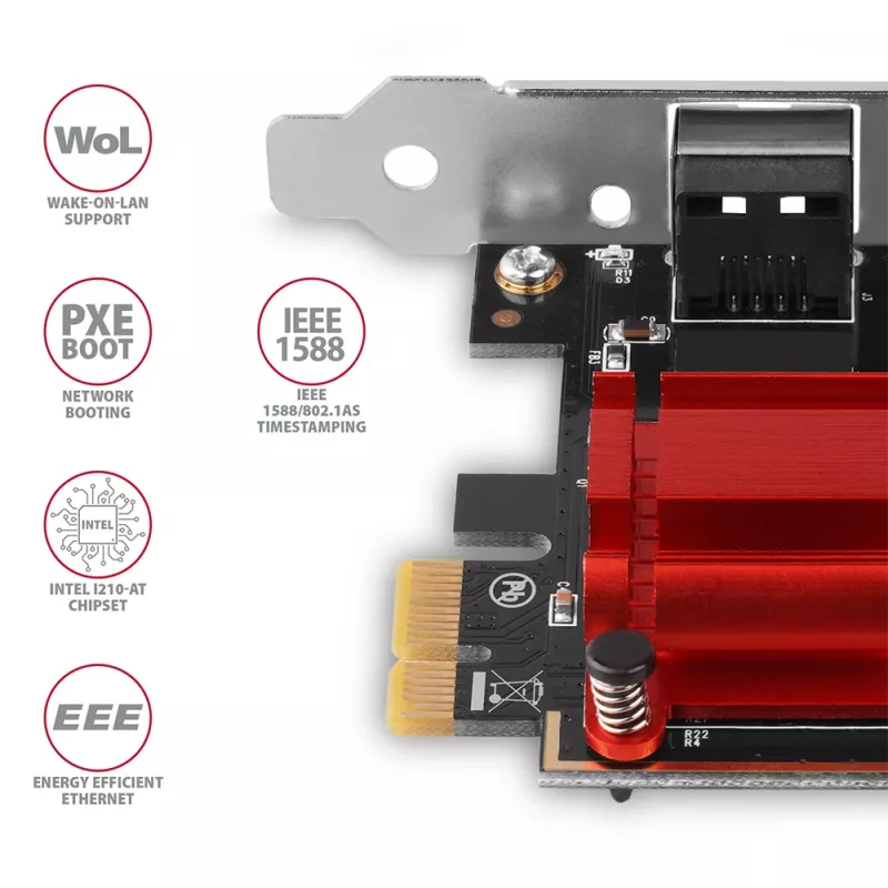 AXAGON PCEE-GIX sieťová karta PCIe Gigabit Ethernet, Intel I210-AT