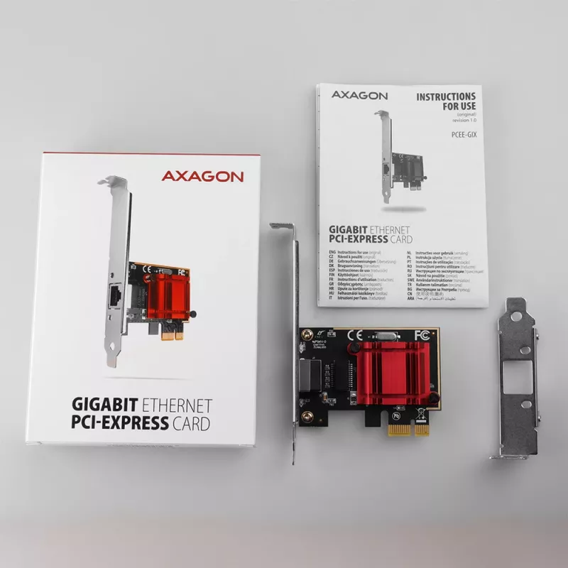 AXAGON PCEE-GIX sieťová karta PCIe Gigabit Ethernet, Intel I210-AT