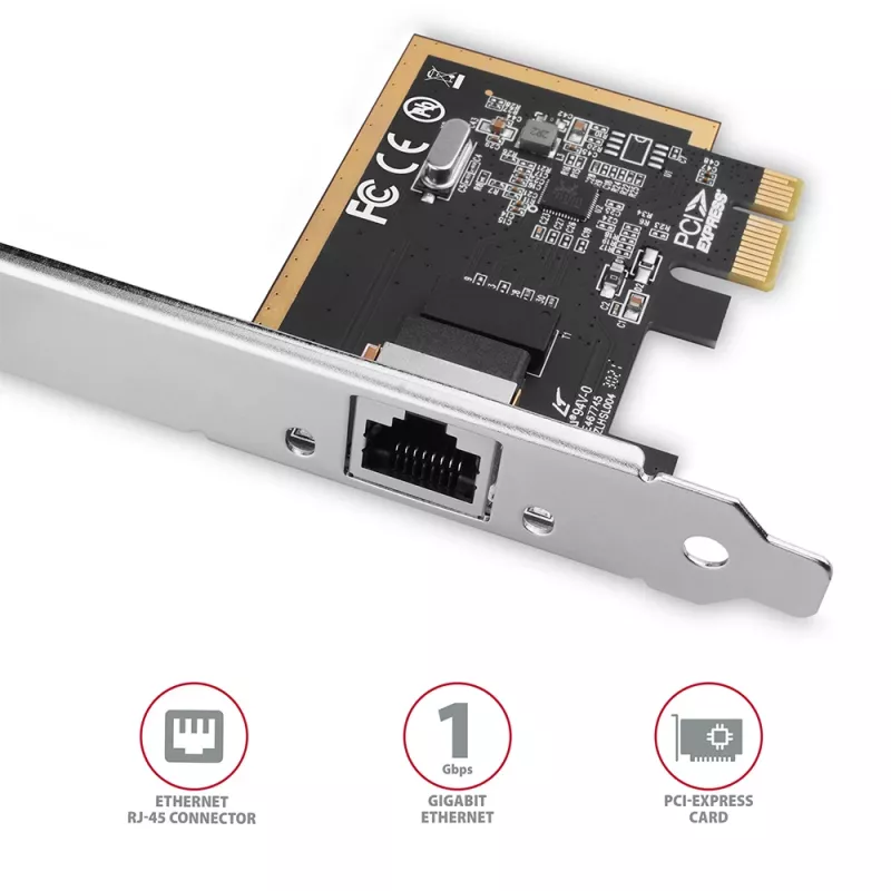 Axagon PCEE-GRF PCIe - Gigabit Ethernet adaptér Realtek 8111F vrátane SP & LP