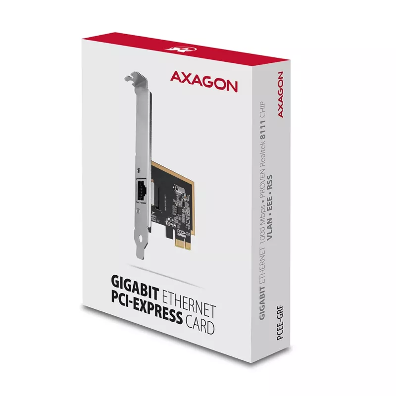 Axagon PCEE-GRF PCIe - Gigabit Ethernet adaptér Realtek 8111F vrátane SP & LP