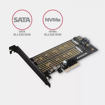 Axagon PCEM2-D PCIe x4 - M.2 NVMe M-Key + SATA B-Key slot adaptér so SP & LP