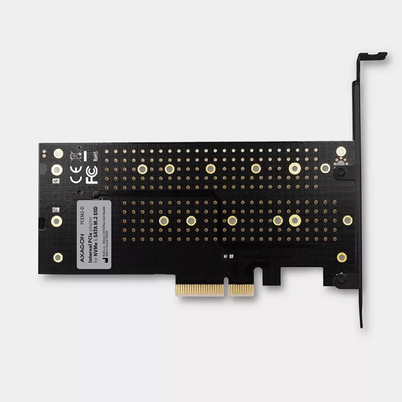 Axagon PCEM2-D PCIe x4 - M.2 NVMe M-Key + SATA B-Key slot adaptér so SP & LP