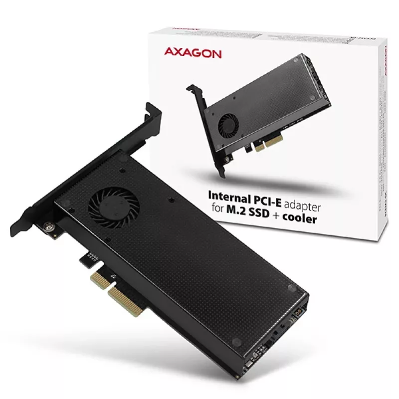 Axagon PCEM2-DC PCIe x4 - M.2 NVMe M-Key + SATA B-Key slot adaptér s chladičom, SP & LP