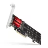 Axagon PCEM2-ND PCIe x8 - duálny M.2 NVMe M-Key slot adaptér, RAID, Dataswitch, so SP & LP