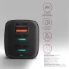Axagon ACU-DPQ65 GaN nástenná nabíjačka 65W, 3 konektory (USB-A + Dual-USB-C), PD3.0/QC4+/PPS/Apple