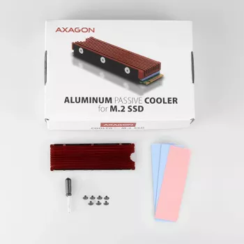 Axagon CRL-M2 pasívny hliníkový chladič pre všetky M.2 SSD, veľkosť 2280, výška 12 mm.