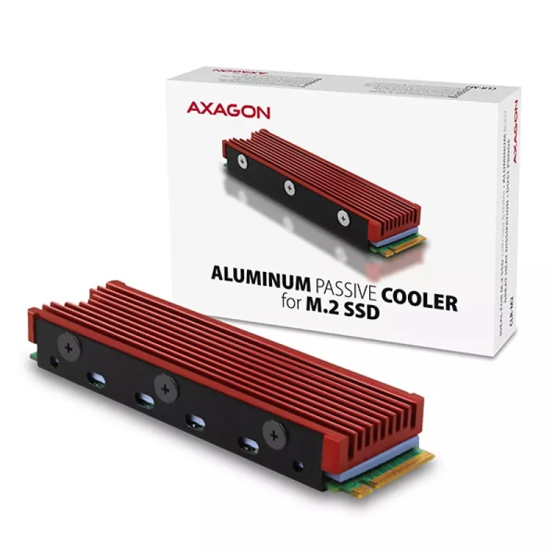 Axagon CRL-M2 pasívny hliníkový chladič pre všetky M.2 SSD, veľkosť 2280, výška 12 mm.