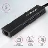 Axagon HMA-GL3A multiport hub USB 3.0 typ A Gbit-LAN 3x USB-A microSD káblový USB 3.2 Gen 1 (3.1 Gen 1) Type-A čierny
