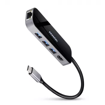 Axagon HMC-6GL USB 3.2 Gen 1 hub, 3x USB-A, HDMI 4K/30Hz, RJ-45, PD 100W, 20 cm USB-C kábel