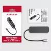 Axagon HMC-6GL USB 3.2 Gen 1 hub, 3x USB-A, HDMI 4K/30Hz, RJ-45, PD 100W, 20 cm USB-C kábel