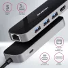 Axagon HMC-6GL USB 3.2 Gen 1 hub, 3x USB-A, HDMI 4K/30Hz, RJ-45, PD 100W, 20 cm USB-C kábel