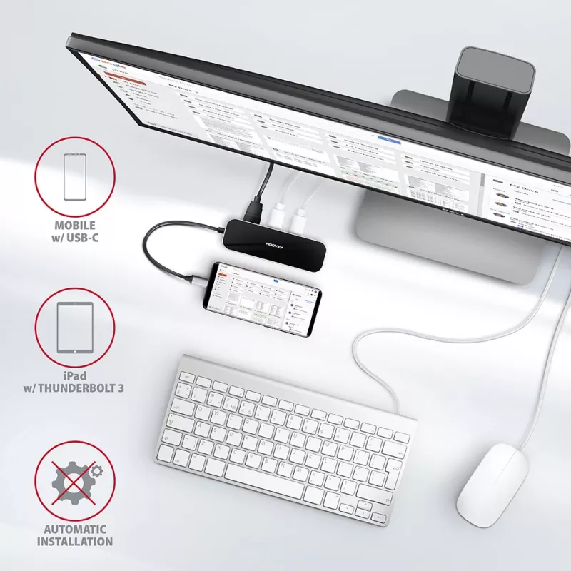 Axagon HMC-6GL USB 3.2 Gen 1 hub, 3x USB-A, HDMI 4K/30Hz, RJ-45, PD 100W, 20 cm USB-C kábel
