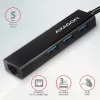 USB-C hub Axagon HMC-GL3A 3x USB-A Gbit-LAN čierny