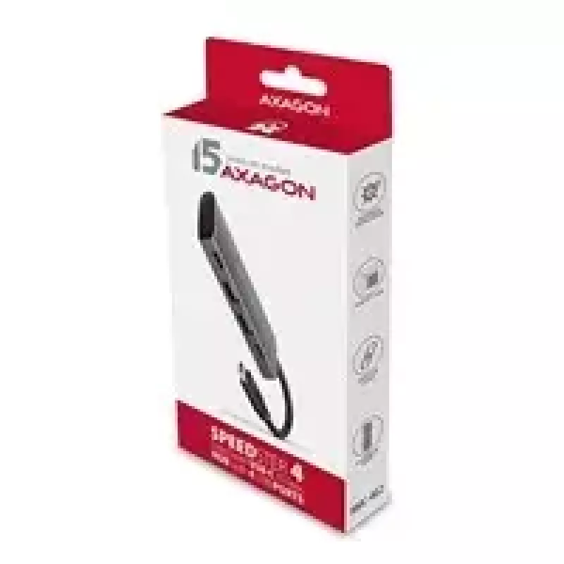 AXAGON HMC-4G2, USB-C 3.2 Gen 2 10 Gb/s hub, konektory 2x USB-A + 2x USB-C, kábel USB-C 13cm