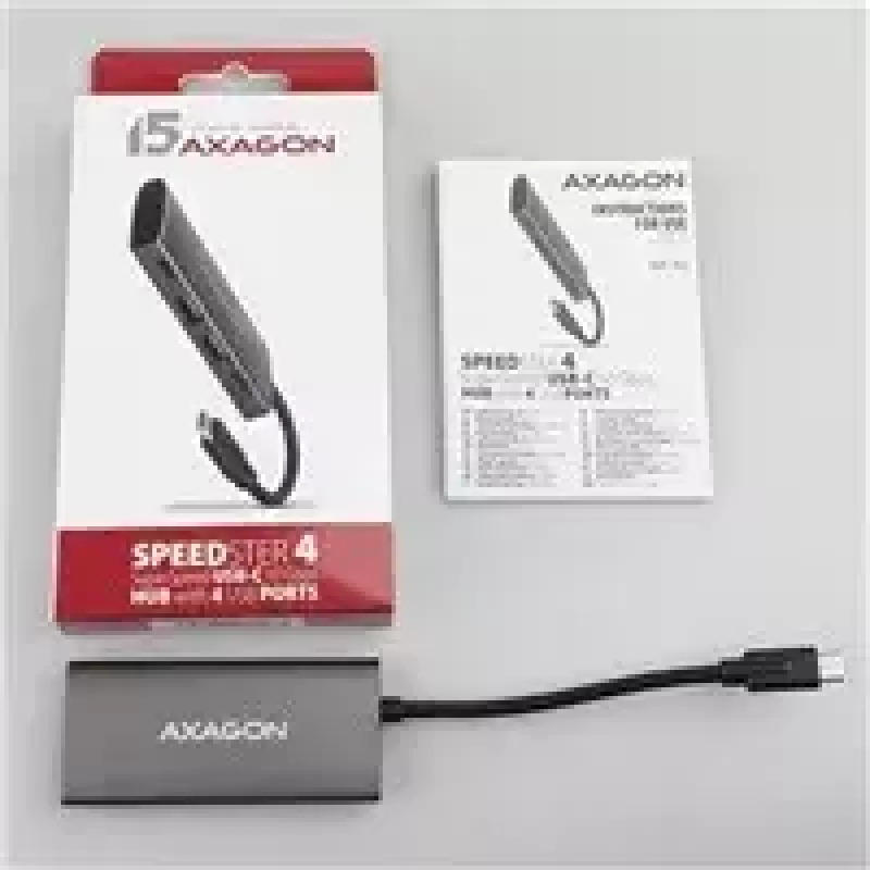 AXAGON HMC-4G2, USB-C 3.2 Gen 2 10 Gb/s hub, konektory 2x USB-A + 2x USB-C, kábel USB-C 13cm