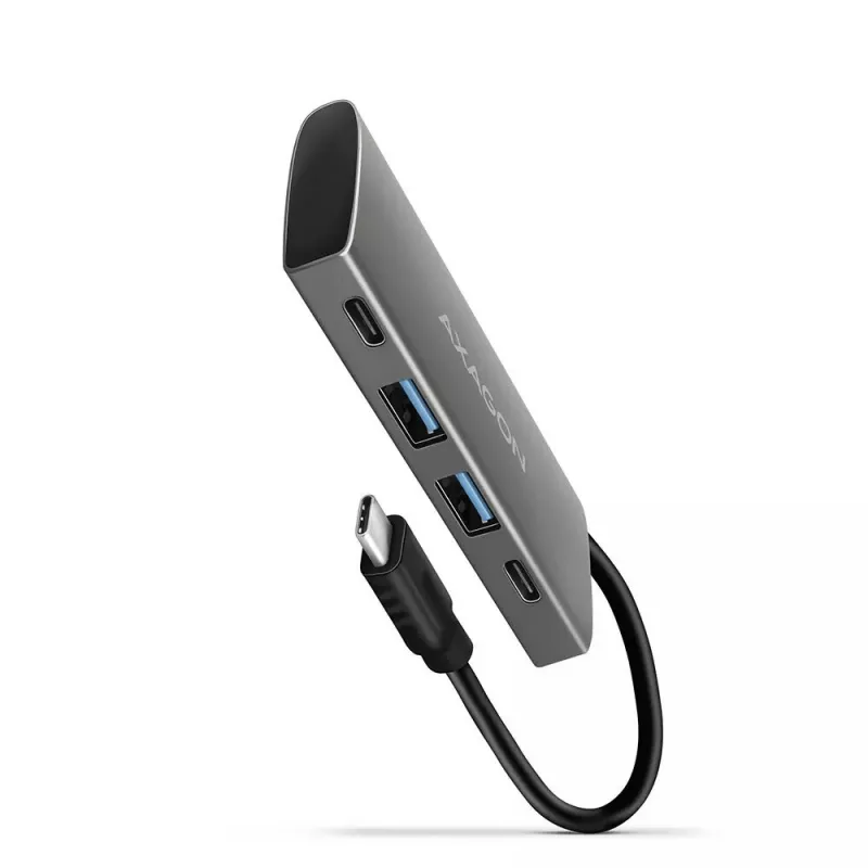 AXAGON HMC-4G2, USB-C 3.2 Gen 2 10 Gb/s hub, konektory 2x USB-A + 2x USB-C, kábel USB-C 13cm