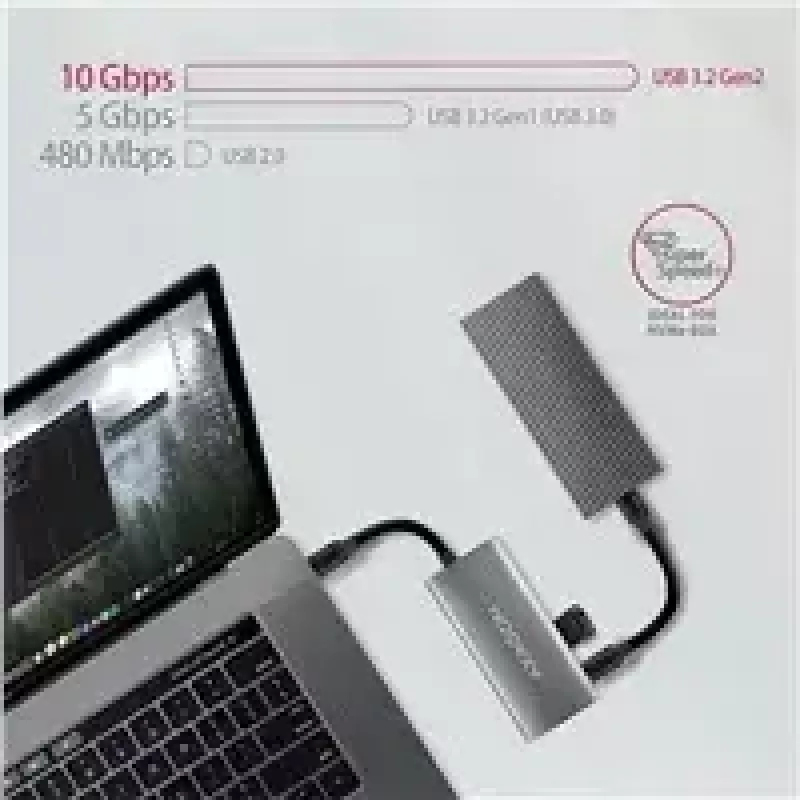 AXAGON HMC-4G2, USB-C 3.2 Gen 2 10 Gb/s hub, konektory 2x USB-A + 2x USB-C, kábel USB-C 13cm