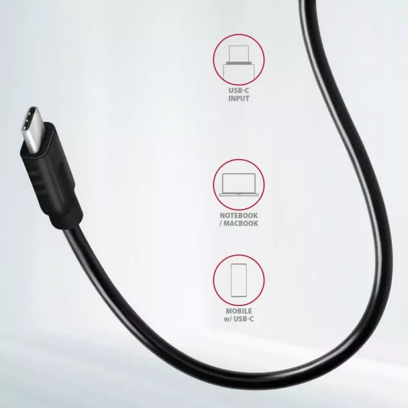 AXAGON HMC-4G2, USB-C 3.2 Gen 2 10 Gb/s hub, konektory 2x USB-A + 2x USB-C, kábel USB-C 13cm