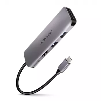 Axagon HMC-5 USB 3.2 Gen 1 hub, 2x USB-A, HDMI, SD/microSD, PD 100W, 20 cm USB-C kábel