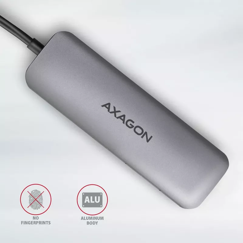 Axagon HMC-5 USB 3.2 Gen 1 hub, 2x USB-A, HDMI, SD/microSD, PD 100W, 20 cm USB-C kábel