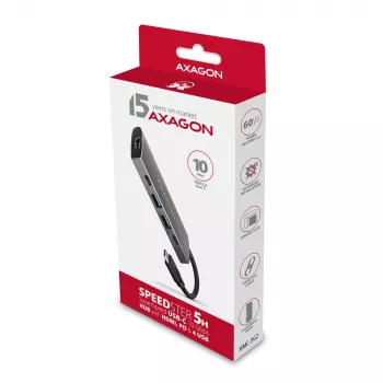 Axagon HMC-5G2 USB 10Gbps hub, 2x USB-A, 2x USB-C, HDMI 4K/60Hz, PD 100W, USB-C kábel