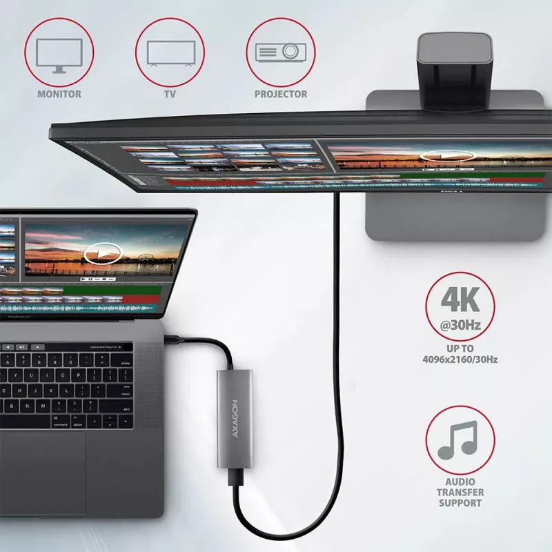 Axagon HMC-5G2 SPEEDSTER rozbočovač USB-C 5 v 1, 2x USB-A, 2x USB-C, HDMI, PD 60 W