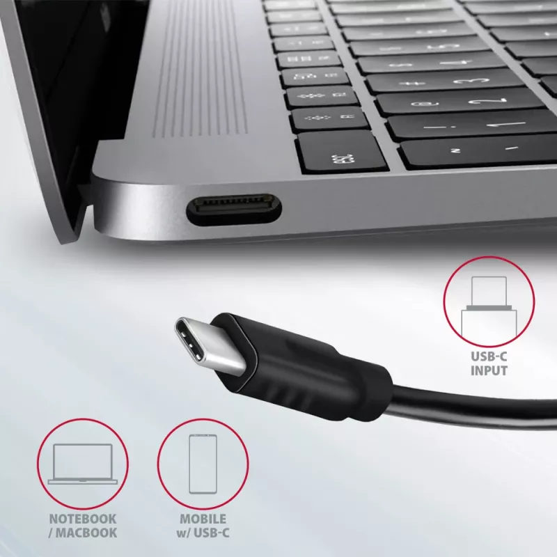 Axagon HMC-5G2 SPEEDSTER rozbočovač USB-C 5 v 1, 2x USB-A, 2x USB-C, HDMI, PD 60 W