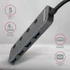 Axagon HUE-MSA Superspeed USB-A switch hub 4x USB 3.0 aktívny - 20cm čierny USB 3.2 Gen 1 (3.1 Gen 1) Type-A 5000 Mbit/s sivý