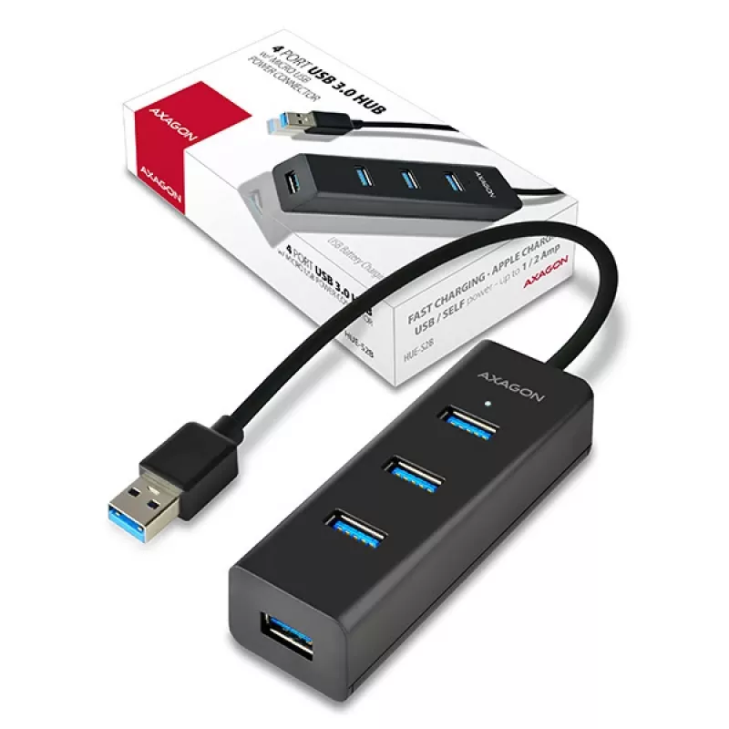 Axagon HUE-S2B 4x USB 3.0 CHARGING hub, napájanie cez Micro-USB