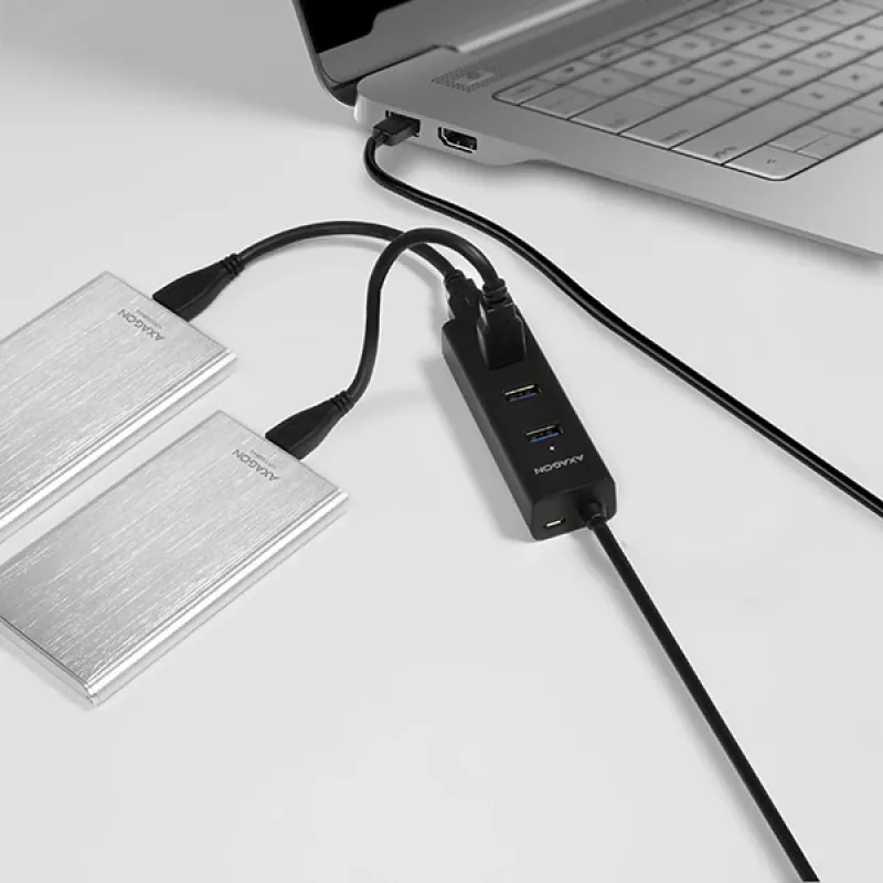 Axagon HUE-S2BL 4x USB 3.0 CHARGING hub s 1,2 m káblom, napájanie cez Micro-USB