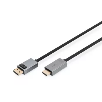 DIGITUS DP-na-HDMI kábel s LED 4K/30Hz, 2m hliníkové puzdro, pozlátené, podporuje 4K30Hz